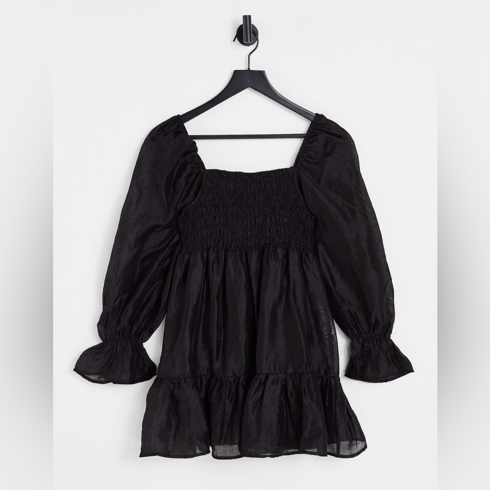 Black Mini Smock Dress